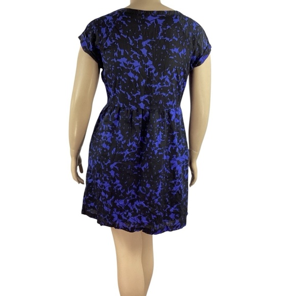 Gap Factory Black Blue Fit and Flare Mini Dress Short Sleeve Side Zip L - Picture 5 of 7